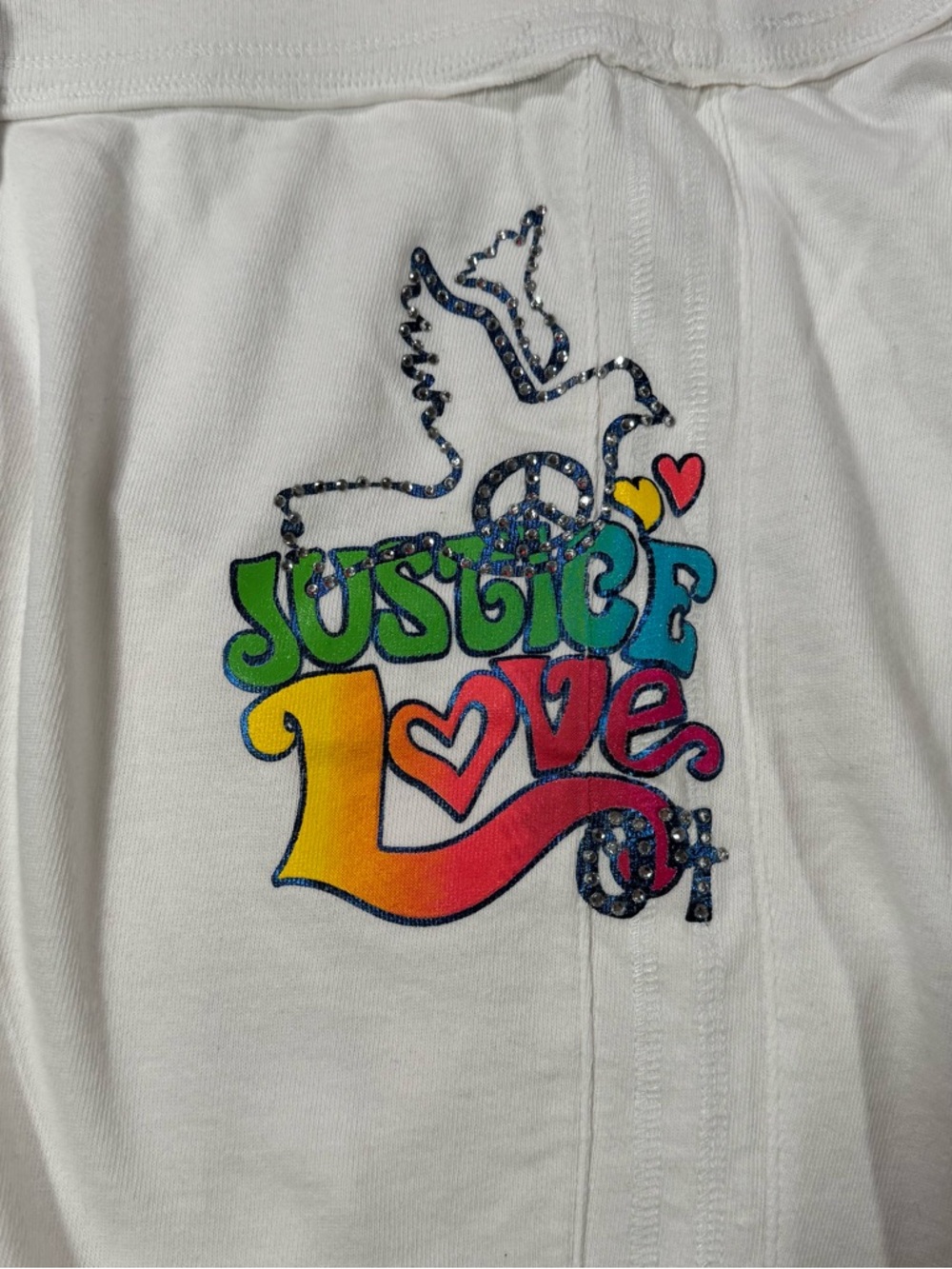 Justice White Long Bedazzled Sweat Shorts (Juniors 18) ★彡 - Picture 2 of 5